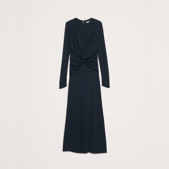 NWT! BANANA REPUBLIC WOMENS NAVY JERSEY KNIT TWIST-FRONT MAXI DRESS⭐️ - Picture 4 of 7